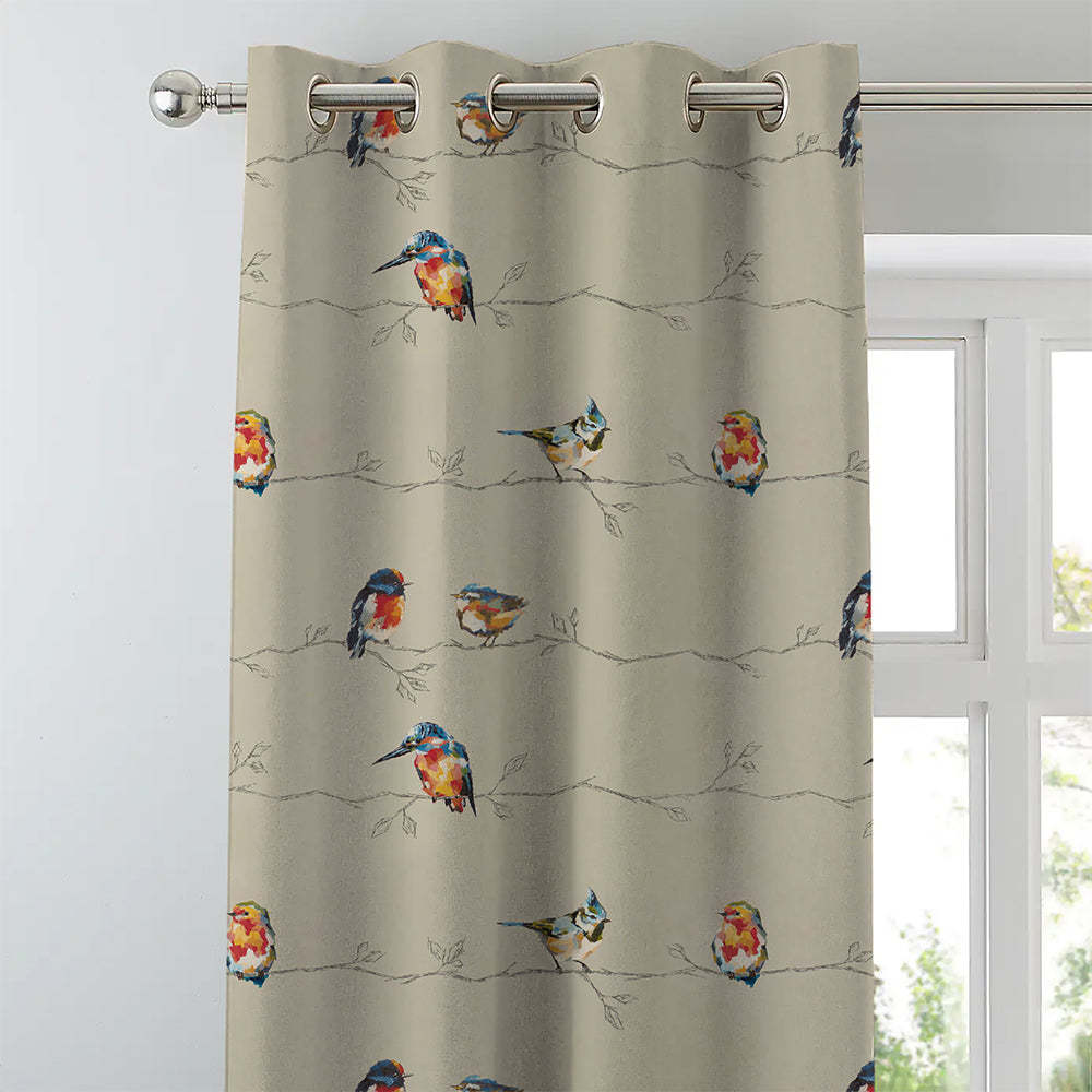 Elegant Floral Print Room Darkening Curtains Set of 2 DS261B