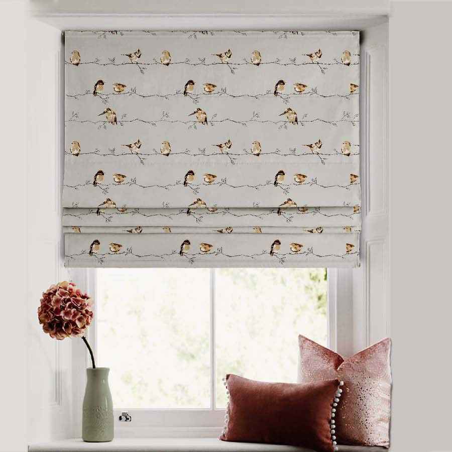Vine Charm Floral Slate Grey Satin Roman Blind (DS261C)