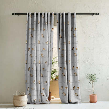Vine Charm Floral Slate Grey Heavy Satin Room Darkening Curtains Set Of 2 - (DS261C)