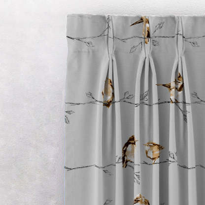 Vine Charm Floral Slate Grey Heavy Satin Room Darkening Curtains Set Of 2 - (DS261C)