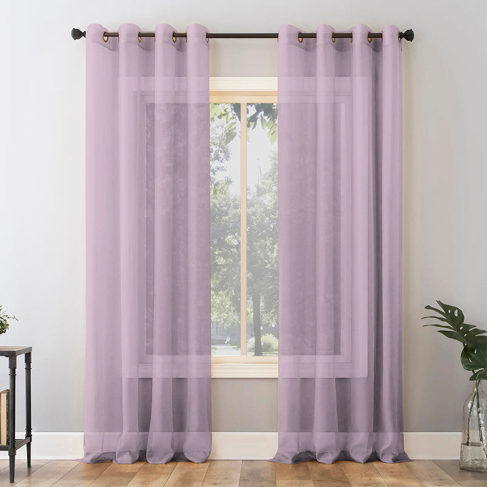 Jacquard Room Darkening Curtains in Grey Lilac Set Of 2 - (P262)
