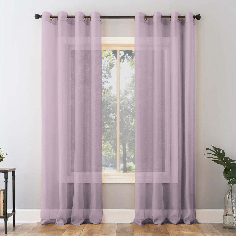 Jacquard Room Darkening Curtains in Grey Lilac Set Of 2 - (P262)