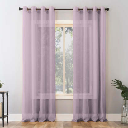 Jacquard Room Darkening Curtains in Grey Lilac Set Of 2 - (P262)