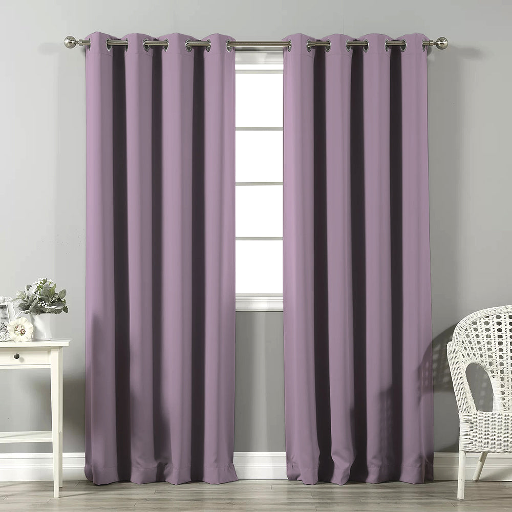 Jacquard Room Darkening Curtains in Grey Lilac Set Of 2 - (P262)