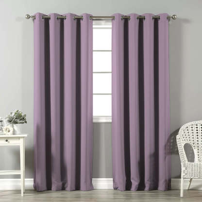 Jacquard Room Darkening Curtains in Grey Lilac Set Of 2 - (P262)