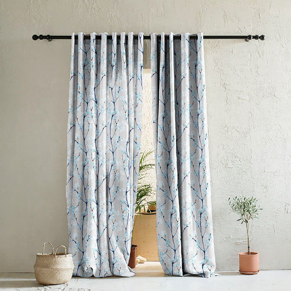Elegant Floral Print Room Darkening Curtains Set of 2  DS263C