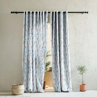 Elegant Floral Print Room Darkening Curtains Set of 2  DS263C
