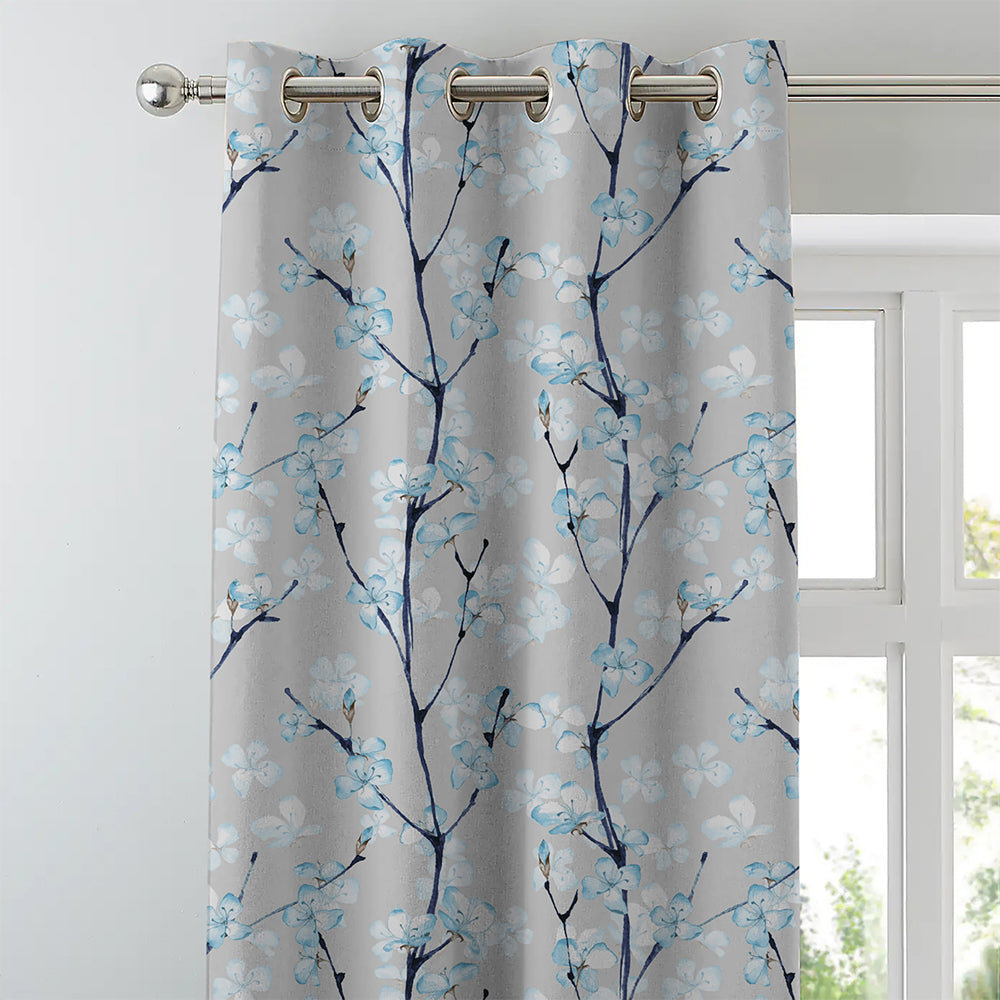 Elegant Floral Print Room Darkening Curtains Set of 2  DS263C