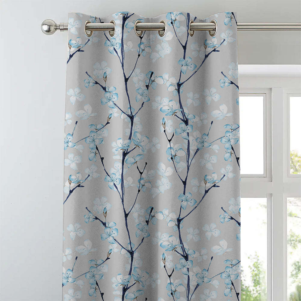 Elegant Floral Print Room Darkening Curtains Set of 2 DS263C