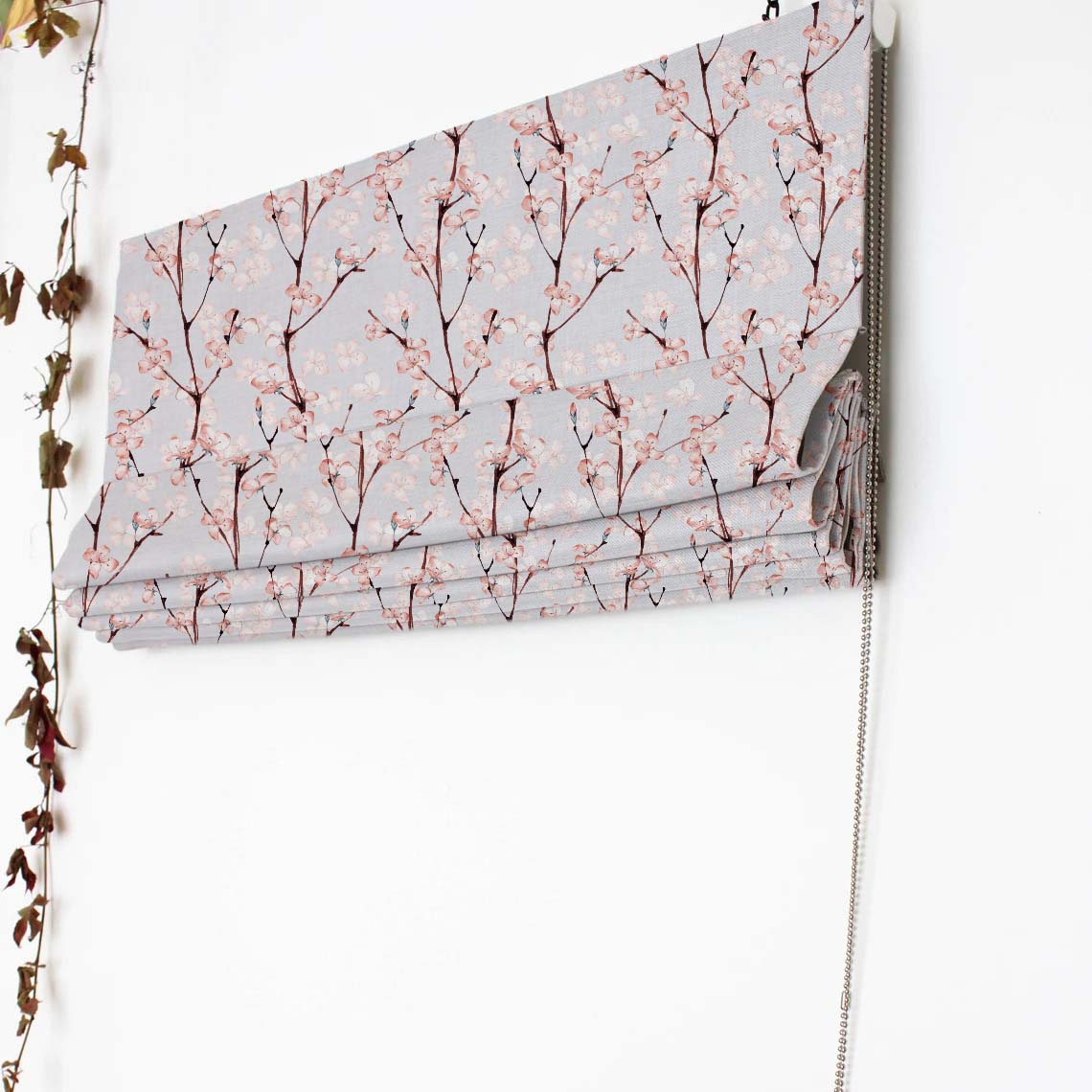 Cherry Charm Floral Soft Pink Satin Roman Blind (DS263A)
