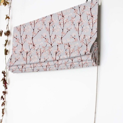 Cherry Charm Floral Soft Pink Satin Roman Blind (DS263A)