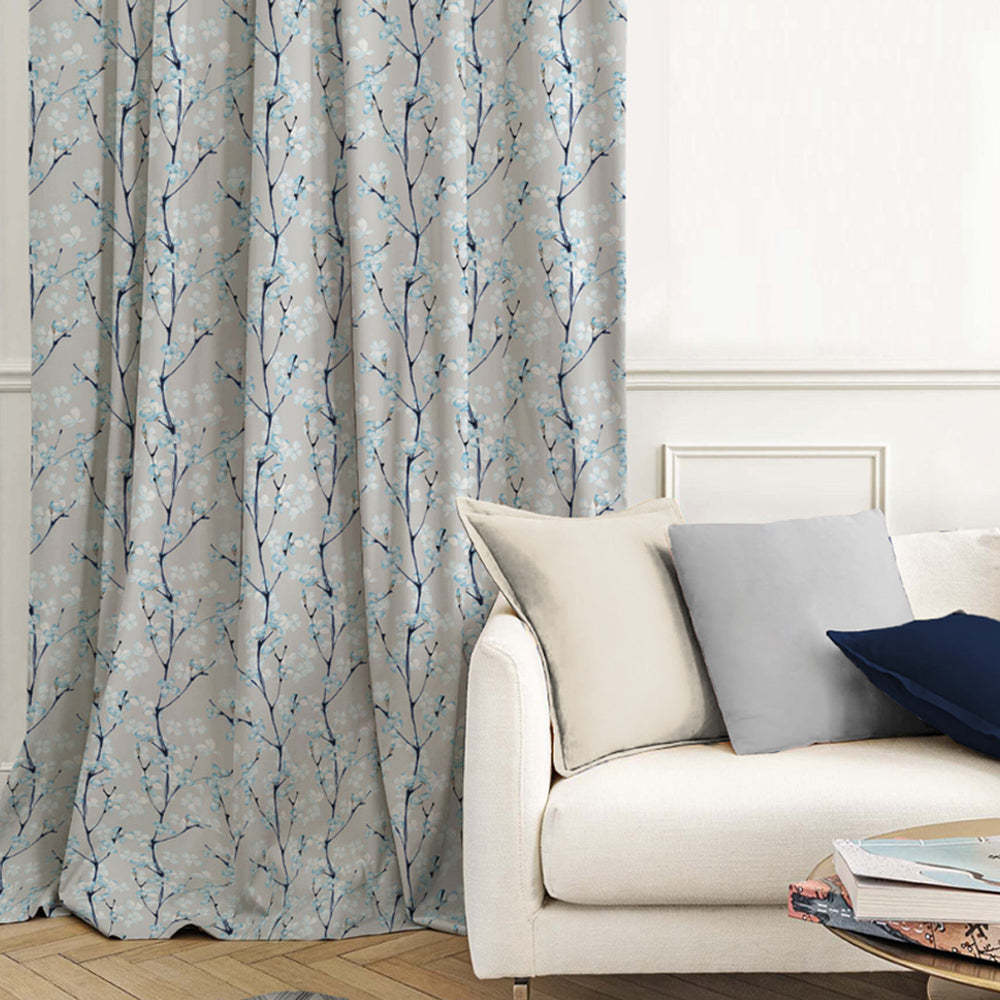 Elegant Floral Print Room Darkening Curtains Set of 2 DS263C