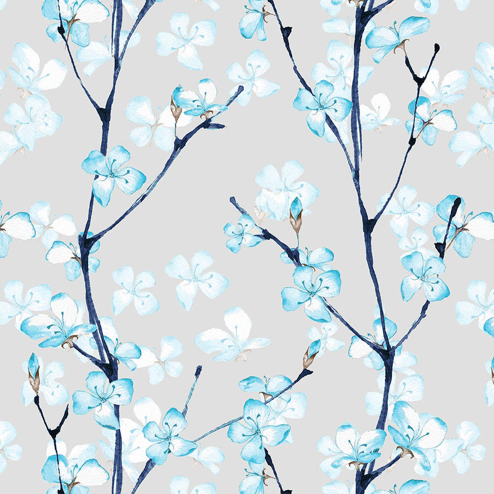 Elegant Floral Print Room Darkening Curtains Set of 2 DS263C
