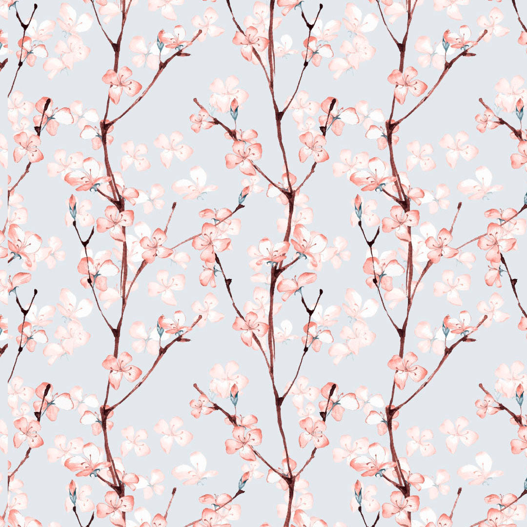 Elegant Floral Print Sheer Semi Transparent Curtain - Set of 2 -DS263A