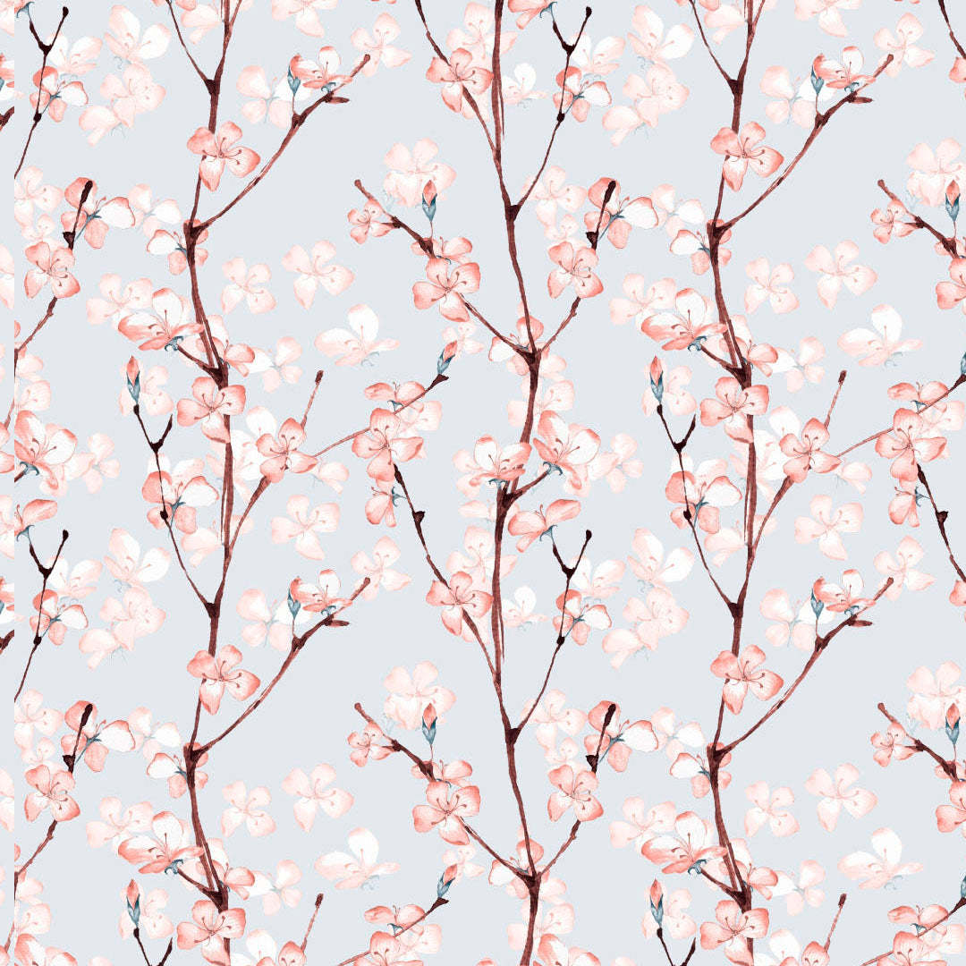 Elegant Floral Print Sheer Semi Transparent Curtain - Set of 2 -DS263A