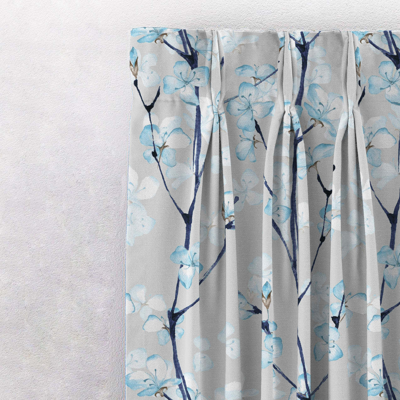 Elegant Floral Print Room Darkening Curtains Set of 2 DS263C