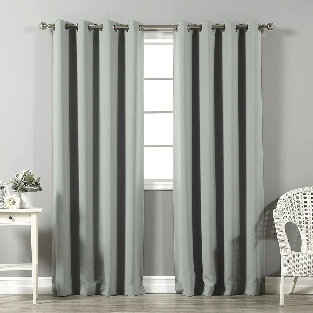 Jacquard Room Darkening Curtains in Oyster bay Grey Set Of 2 - (P265)