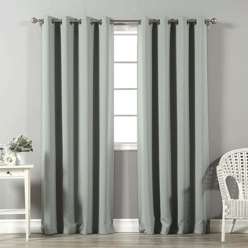 Jacquard Room Darkening Curtains in Oyster bay Grey Set Of 2 - (P265)
