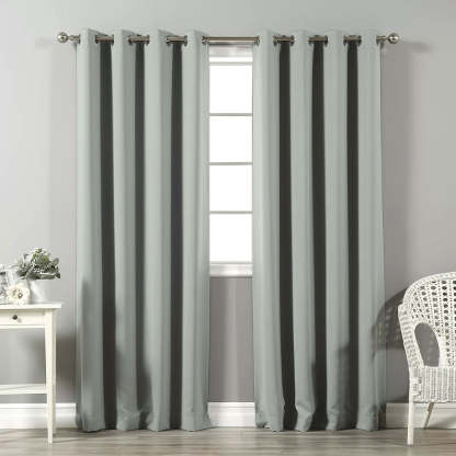 Jacquard Room Darkening Curtains in Oyster bay Grey Set Of 2 - (P265)
