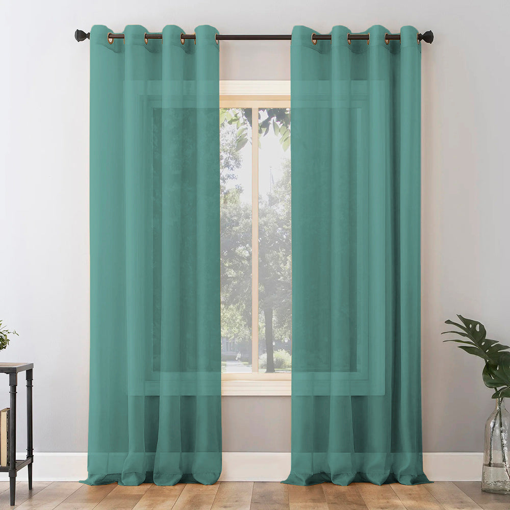 Jacquard Room Darkening Curtains in Wintergreen Dream Green Set Of 2 - (P267)