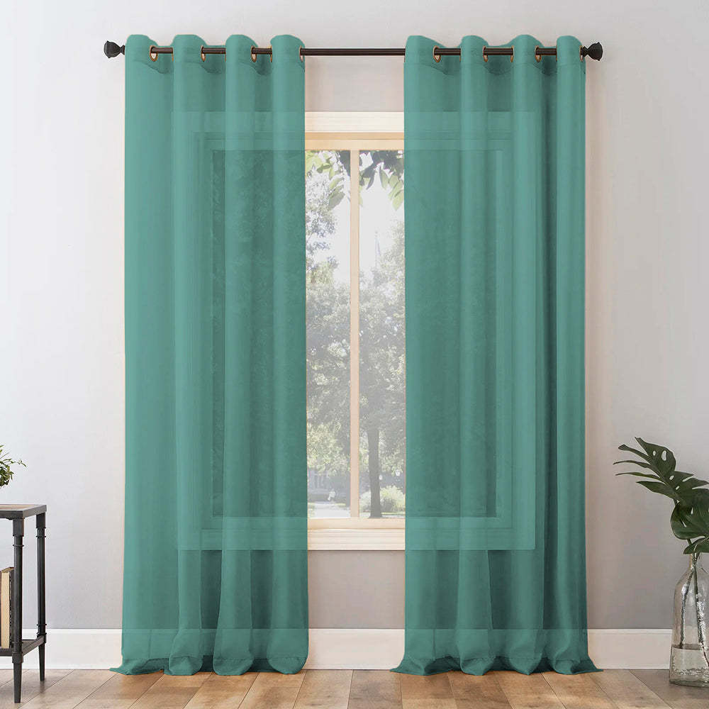 Jacquard Room Darkening Curtains in Wintergreen Dream Green Set Of 2 - (P267)