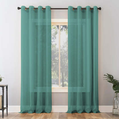 Jacquard Room Darkening Curtains in Wintergreen Dream Green Set Of 2 - (P267)