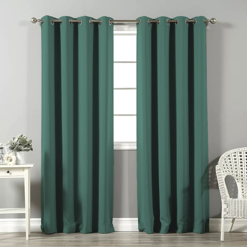 Jacquard Room Darkening Curtains in Wintergreen Dream Green Set Of 2 - (P267)