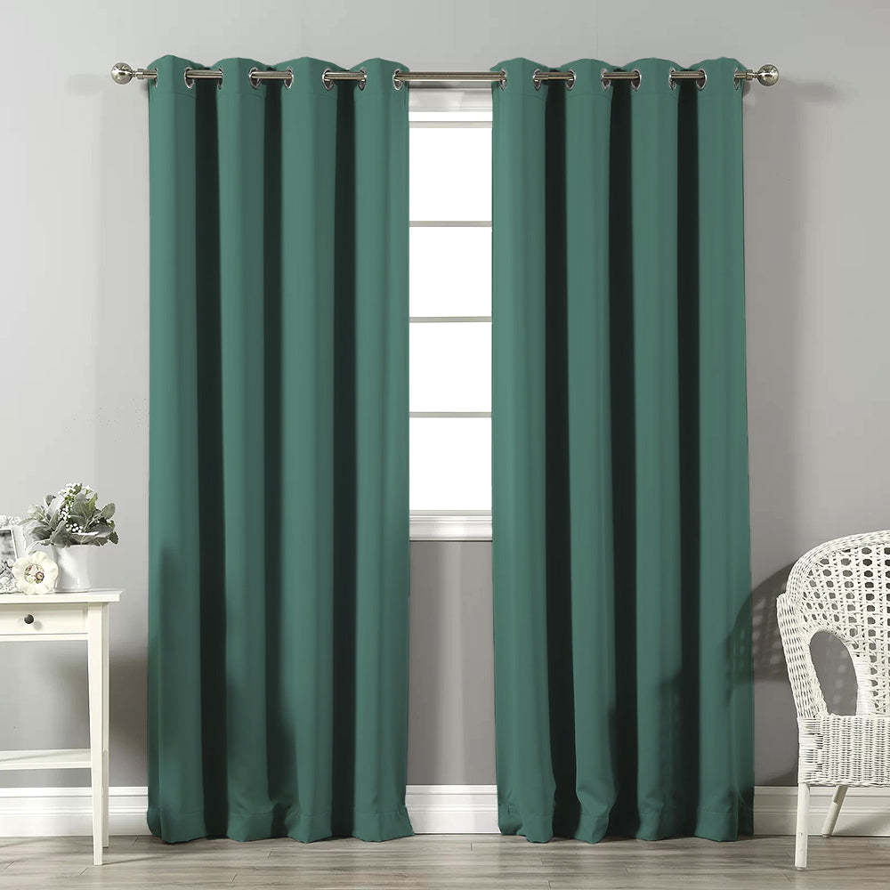 Jacquard Room Darkening Curtains in Wintergreen Dream Green Set Of 2 - (P267)