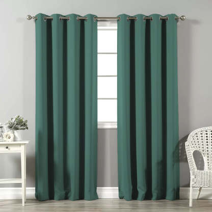 Jacquard Room Darkening Curtains in Wintergreen Dream Green Set Of 2 - (P267)