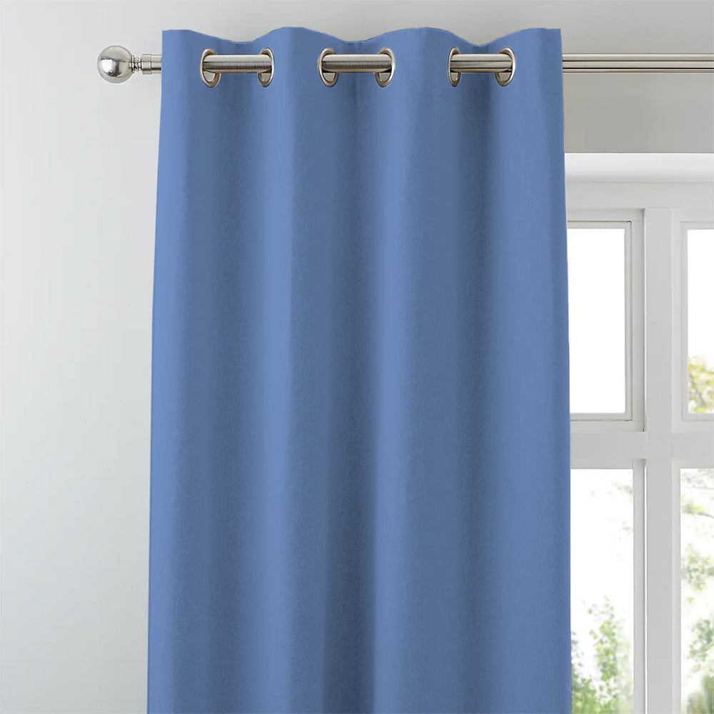 Jacquard Room Darkening Curtains in Cornflour Blue Set Of 2 - (P268)