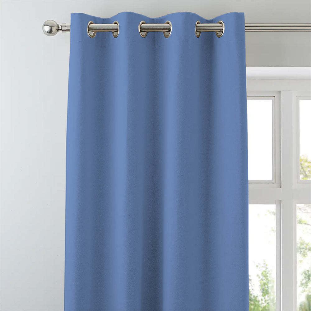 Jacquard Room Darkening Curtains in Cornflour Blue Set Of 2 - (P268)