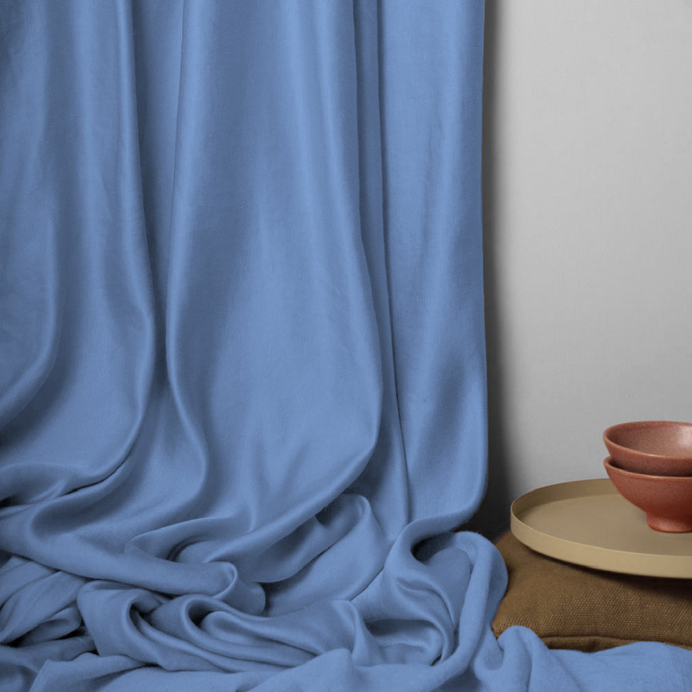 Jacquard Room Darkening Curtains in Cornflour Blue Set Of 2 - (P268)