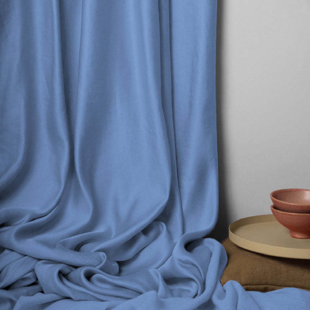 Jacquard Room Darkening Curtains in Cornflour Blue Set Of 2 - (P268)