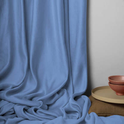 Jacquard Room Darkening Curtains in Cornflour Blue Set Of 2 - (P268)