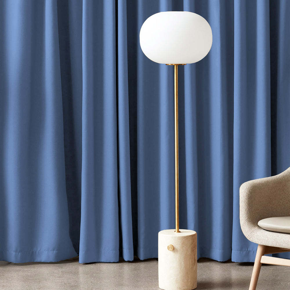 Jacquard Room Darkening Curtains in Cornflour Blue Set Of 2 - (P268)