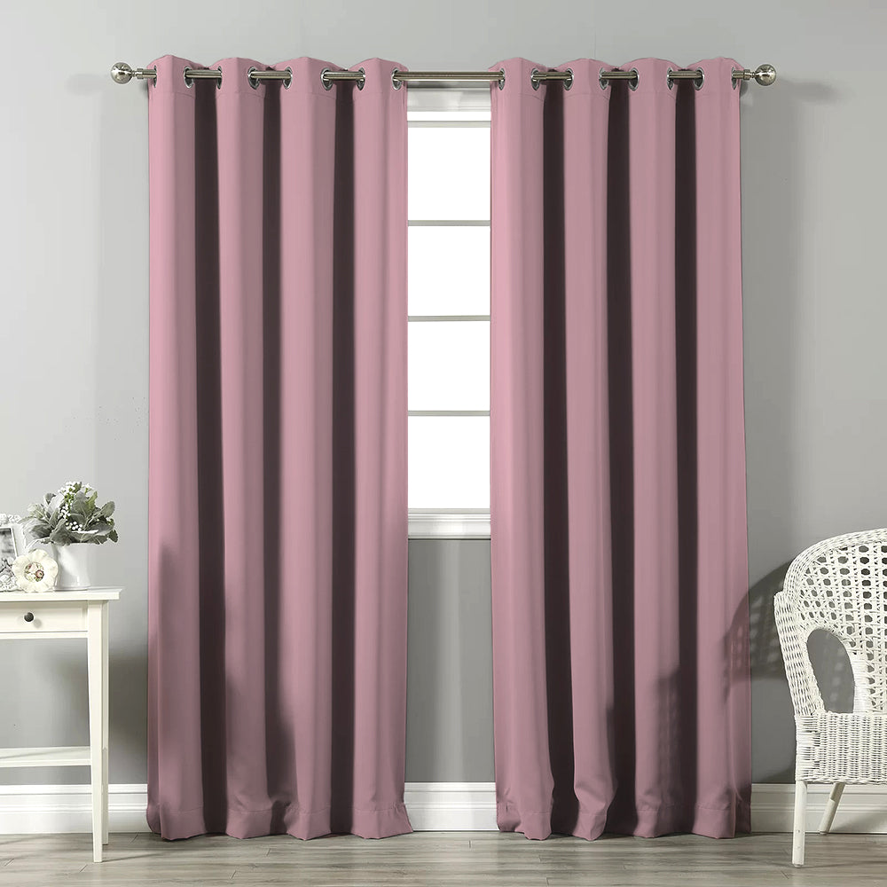 Jacquard Room Darkening Curtains in Cameo Pink Set Of 2 - (P269)