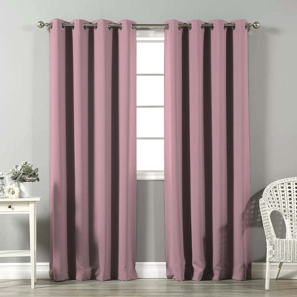 Jacquard Room Darkening Curtains in Cameo Pink Set Of 2 - (P269)
