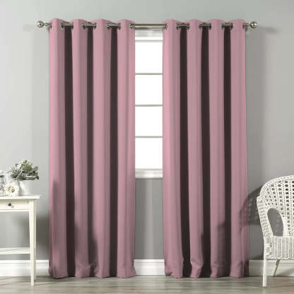 Jacquard Room Darkening Curtains in Cameo Pink Set Of 2 - (P269)