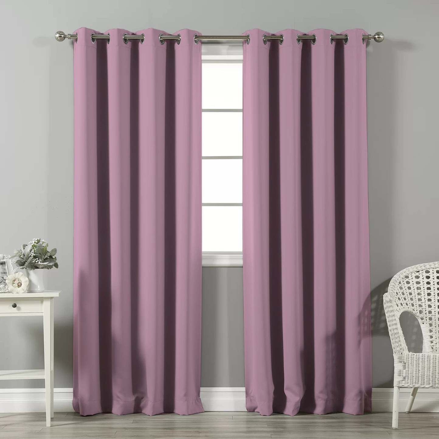 Jacquard Room Darkening Curtains in Piglet Pink Set Of 2 - (P26)