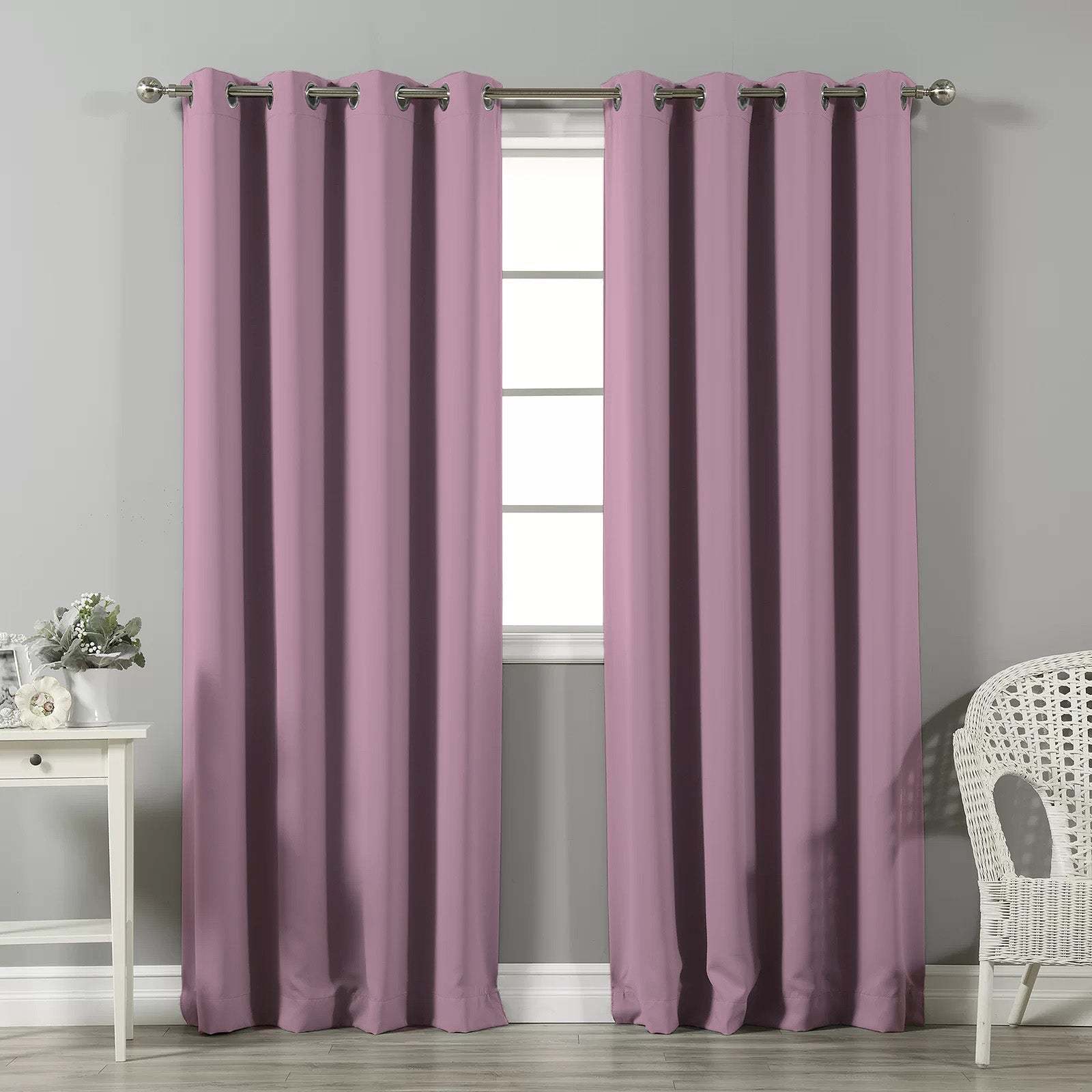 Jacquard Room Darkening Curtains in Piglet Pink Set Of 2 - (P26)