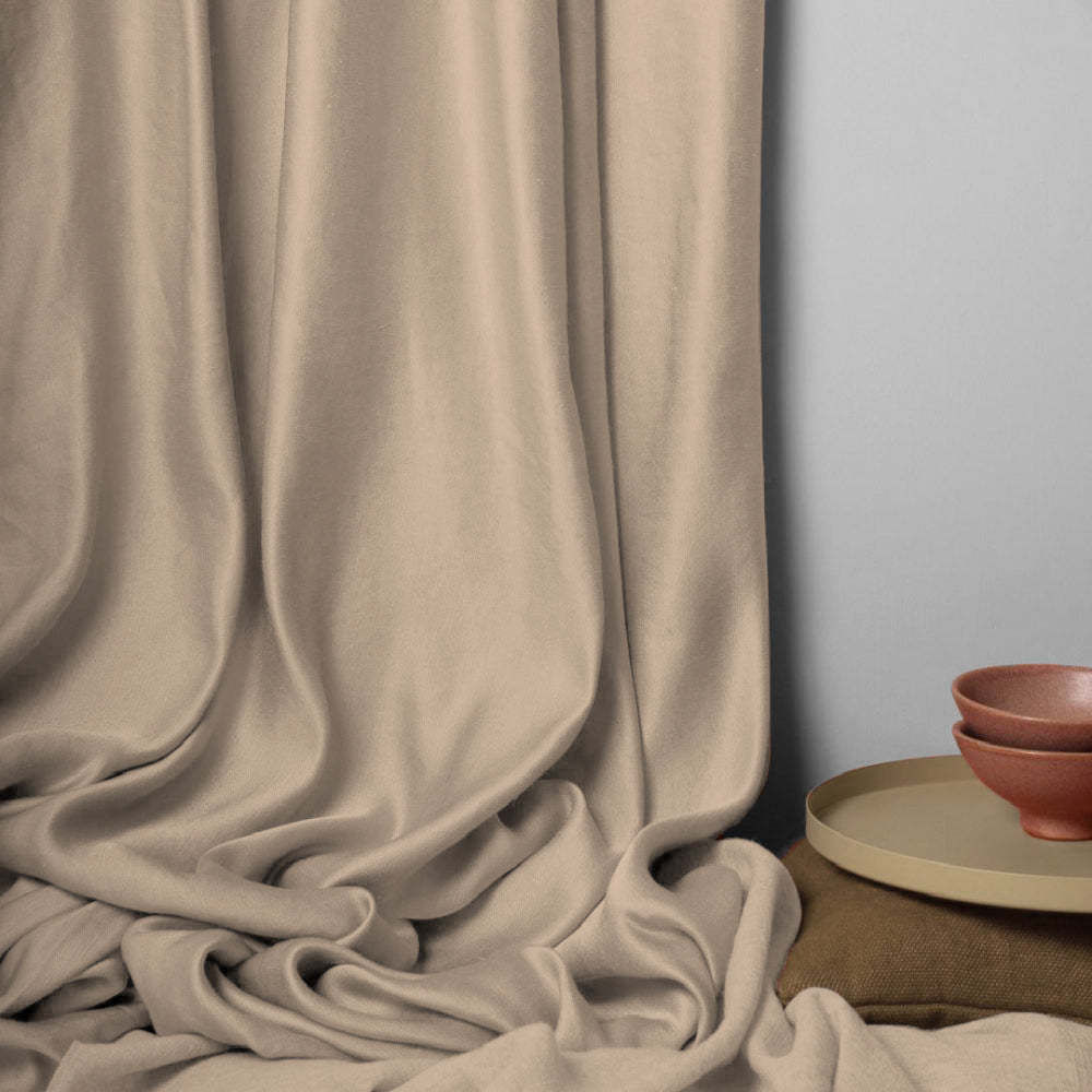 Jacquard Room Darkening Curtains in Dessert Sand Beige Set Of 2 - (P270)