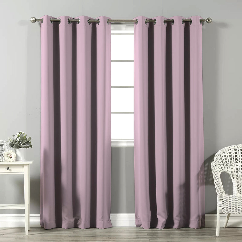 Jacquard Room Darkening Curtains in Paris Pink Set Of 2 - (P271)