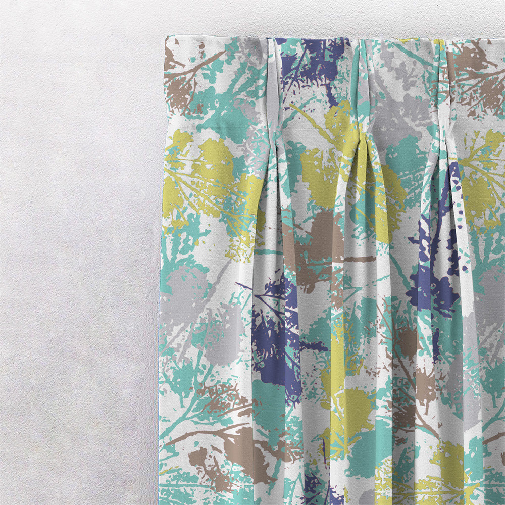 Chromatic Foliage Floral Midnight Blue Heavy Satin Blackout curtains Set Of 2 - (DS271B)