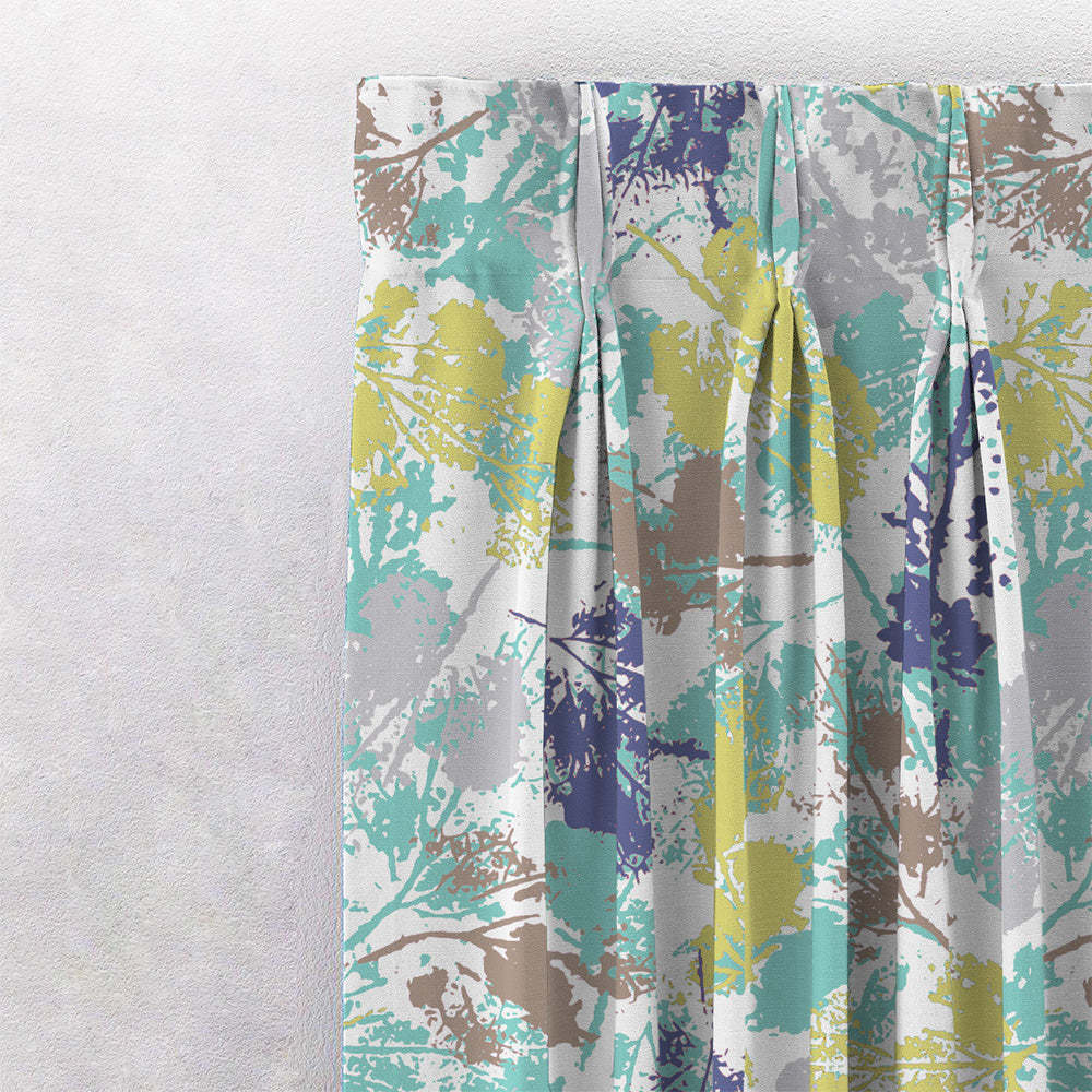 Chromatic Foliage Floral Midnight Blue Heavy Satin Blackout curtains Set Of 2 - (DS271B)