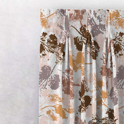 Chromatic Foliage Floral Burnt Brown Heavy Satin Blackout curtains Set Of 2 - (DS271C)