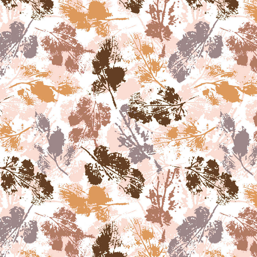 Chromatic Foliage Floral Burnt Brown Heavy Satin Blackout curtains Set Of 2 - (DS271C)