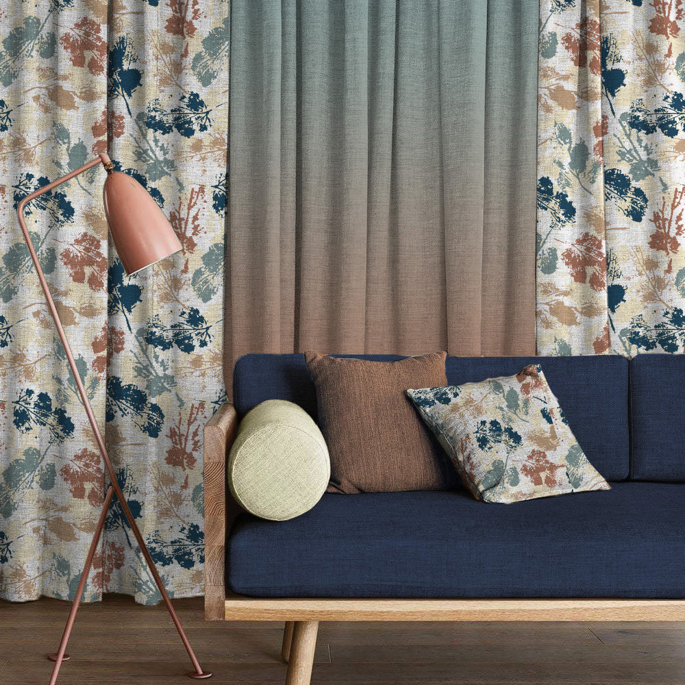 Chromatic Meadows Floral & Ombre Print Combination Room Darkening Curtains Set Of 4 Door Curtain - (271DOMBRE27)