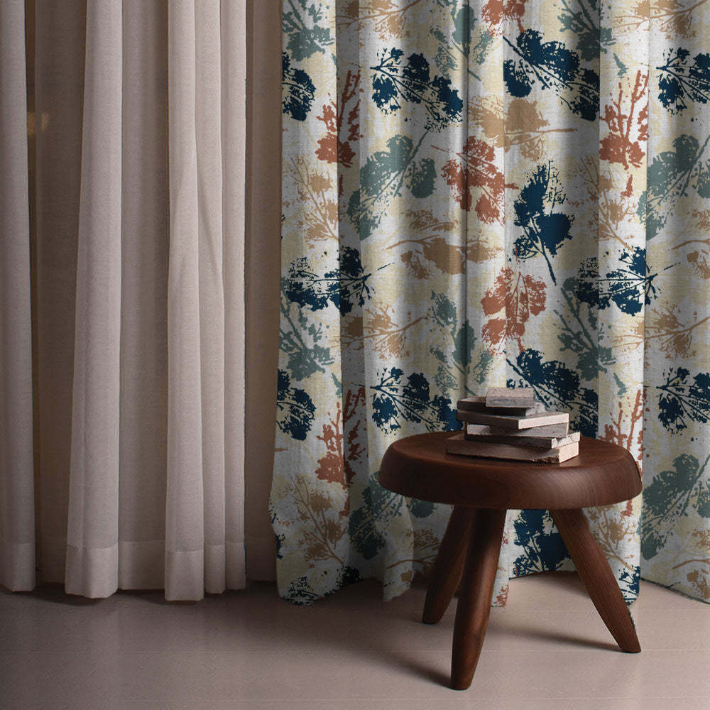 Chromatic Meadows Floral & Ombre Print Combination Room Darkening Curtains Set Of 4 Door Curtain - (271DOMBRE27)
