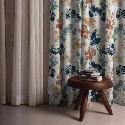 Chromatic Meadows Floral & Ombre Print Combination Room Darkening Curtains Set Of 4 Door Curtain - (271DOMBRE27)