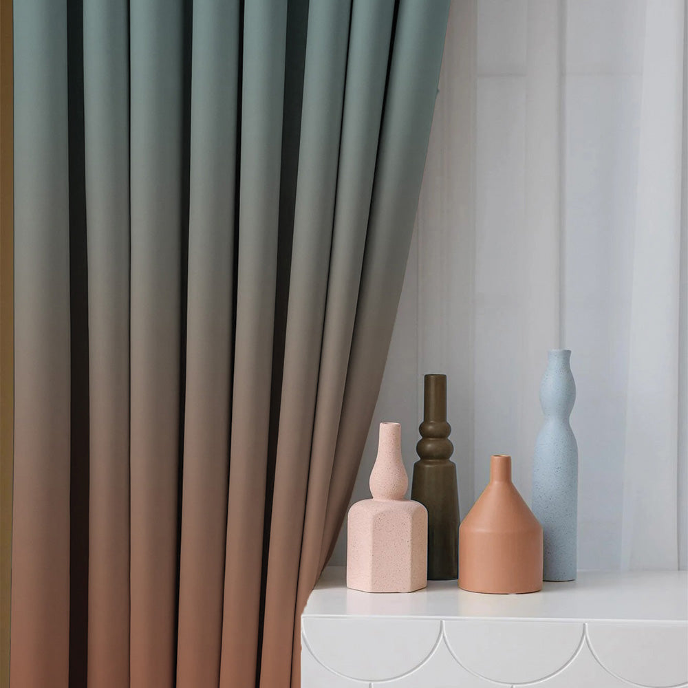 Chromatic Meadows Floral & Ombre Print Combination Room Darkening Curtains Set Of 4 Door Curtain - (271DOMBRE27)